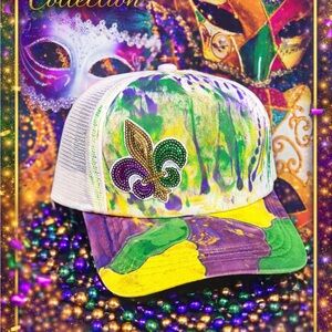 Customized Mardi Gras Fleur-de-Lis Trucker Hat